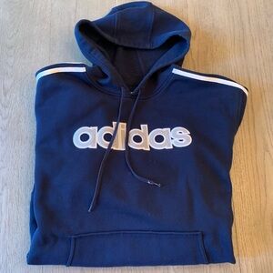 Adidas Men's Blue Hoodie with White Accents